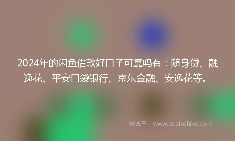 2024年的闲鱼借款好口子可靠吗有：随身贷、融逸花、平安口袋银行、京东金融、安逸花等。