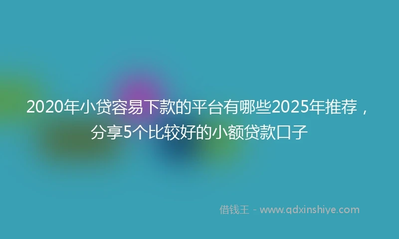 2020年小贷容易下款的平台有哪些2025年推荐，分享5个比较好的小额贷款口子