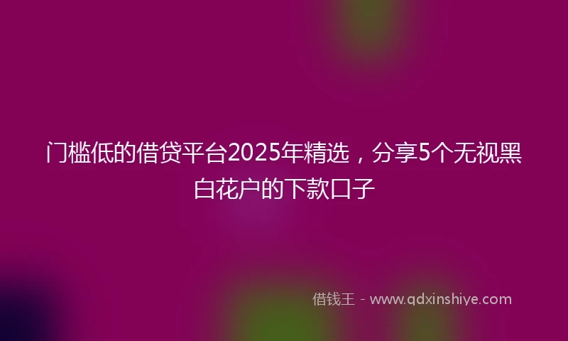 门槛低的借贷平台2025年精选，分享5个无视黑白花户的下款口子