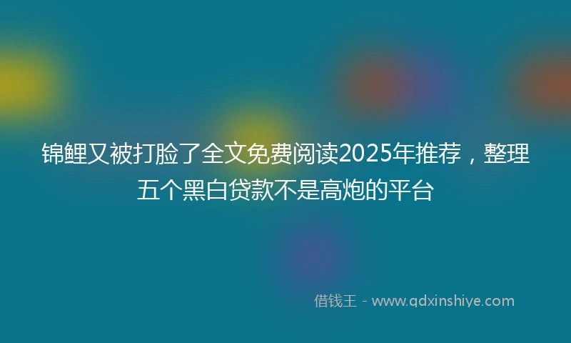 锦鲤又被打脸了全文免费阅读2025年推荐，整理五个黑白贷款不是高炮的平台