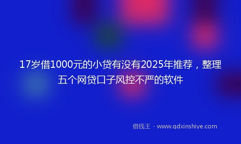 17岁借1000元的小贷有没有2025年推荐，整理五个网贷口子风控不严的软件