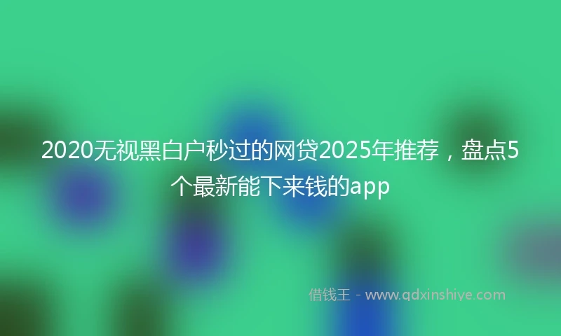 2020无视黑白户秒过的网贷2025年推荐，盘点5个最新能下来钱的app