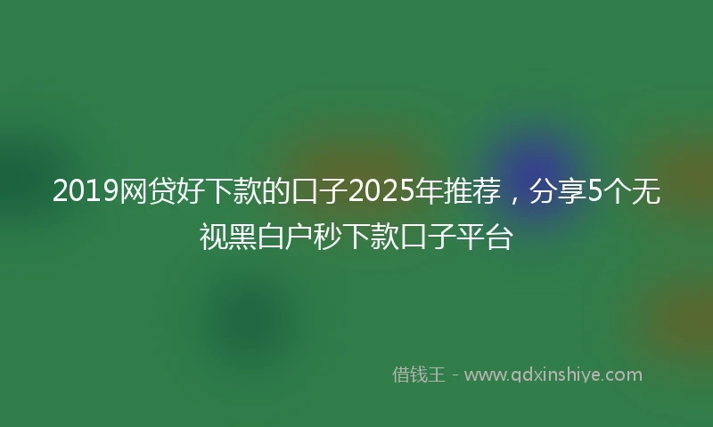 2019网贷好下款的口子2025年推荐，分享5个无视黑白户秒下款口子平台
