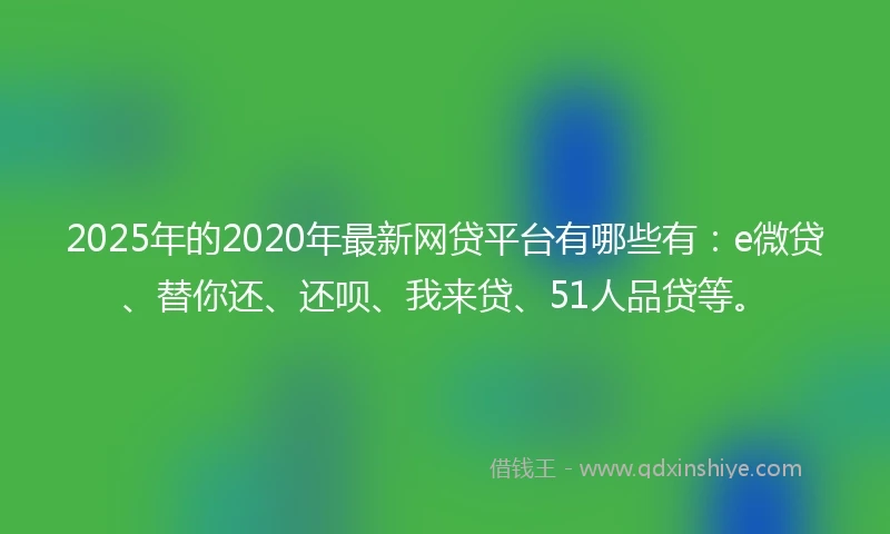 2025年的2020年最新网贷平台有哪些有：e微贷、替你还、还呗、我来贷、51人品贷等。
