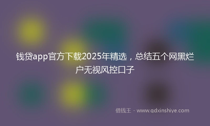 钱贷app官方下载2025年精选，总结五个网黑烂户无视风控口子