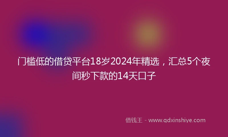 门槛低的借贷平台18岁2024年精选，汇总5个夜间秒下款的14天口子