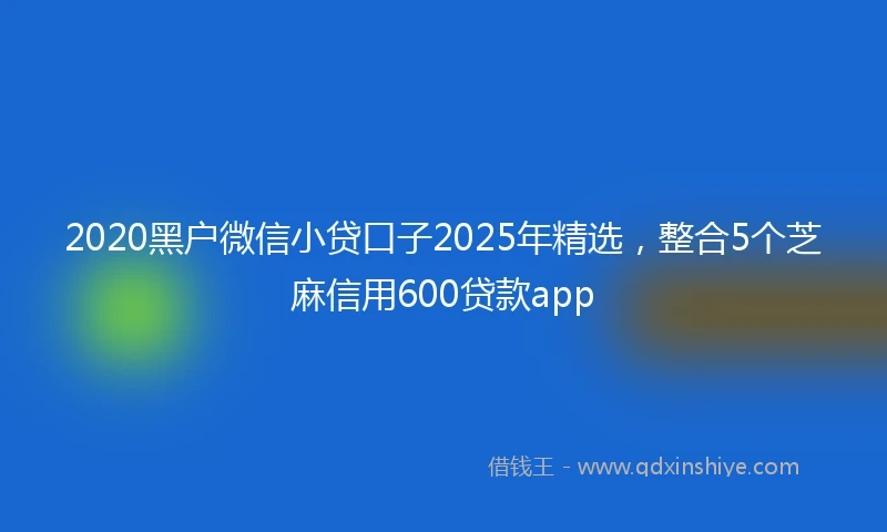 2020黑户微信小贷口子2025年精选，整合5个芝麻信用600贷款app