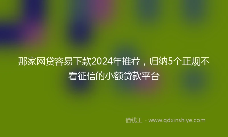 那家网贷容易下款2024年推荐，归纳5个正规不看征信的小额贷款平台