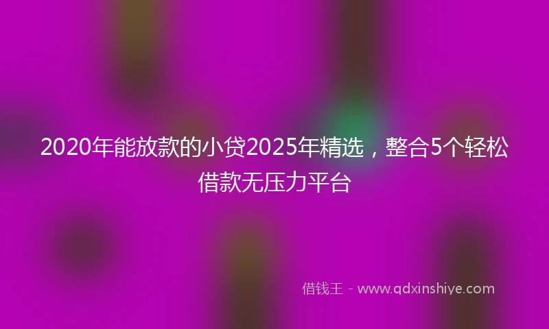 2020年能放款的小贷2025年精选，整合5个轻松借款无压力平台