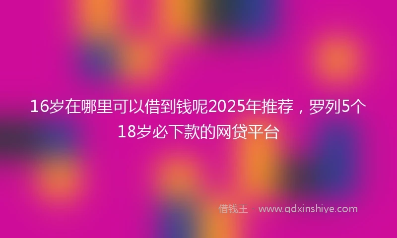 16岁在哪里可以借到钱呢2025年推荐，罗列5个18岁必下款的网贷平台