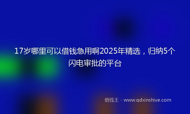 17岁哪里可以借钱急用啊2025年精选，归纳5个闪电审批的平台