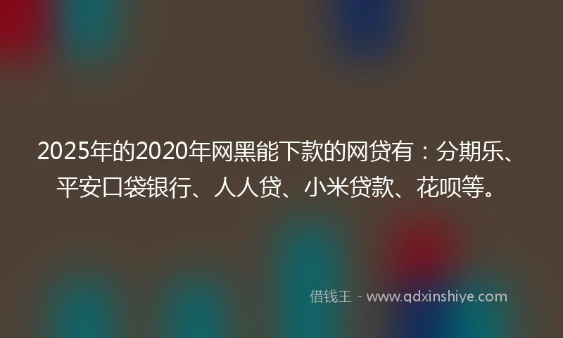 2025年的2020年网黑能下款的网贷有：分期乐、平安口袋银行、人人贷、小米贷款、花呗等。