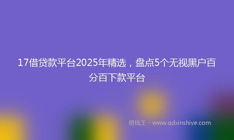 17借贷款平台2025年精选，盘点5个无视黑户百分百下款平台