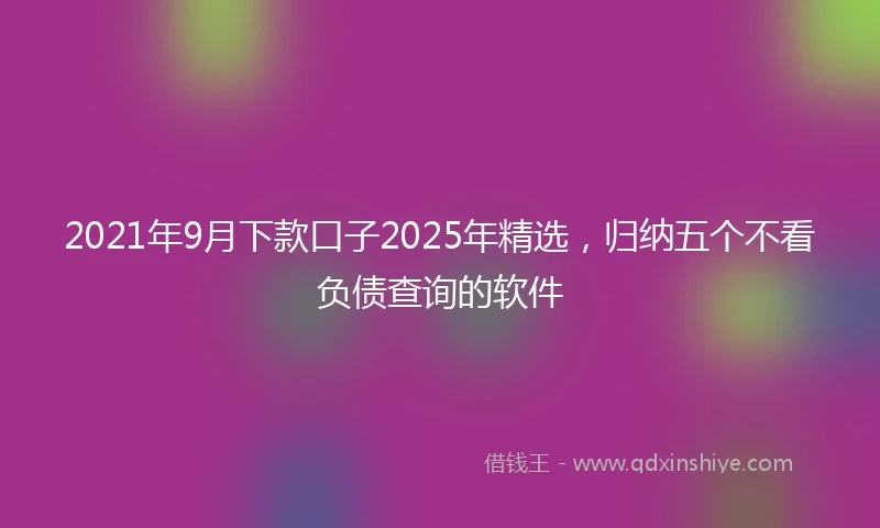 2021年9月下款口子2025年精选，归纳五个不看负债查询的软件