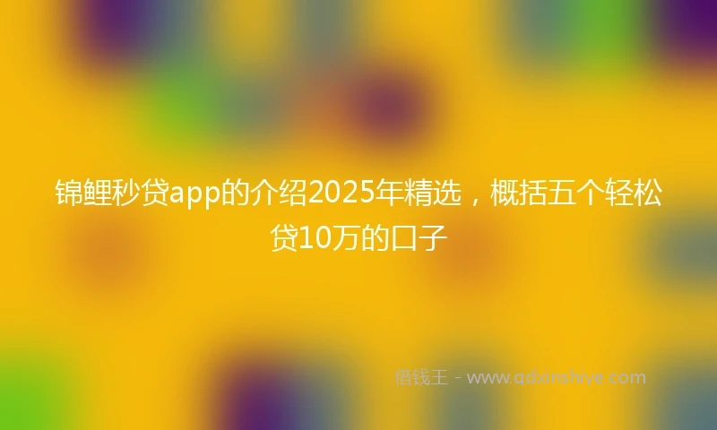 锦鲤秒贷app的介绍2025年精选，概括五个轻松贷10万的口子