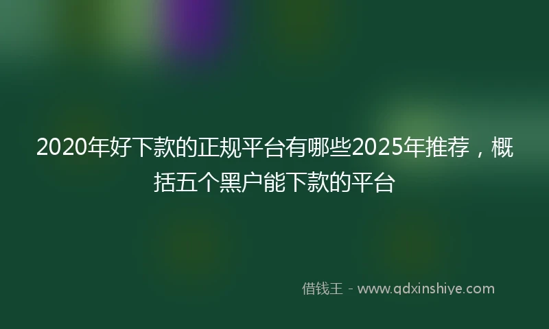 2020年好下款的正规平台有哪些2025年推荐，概括五个黑户能下款的平台