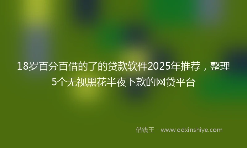 18岁百分百借的了的贷款软件2025年推荐，整理5个无视黑花半夜下款的网贷平台