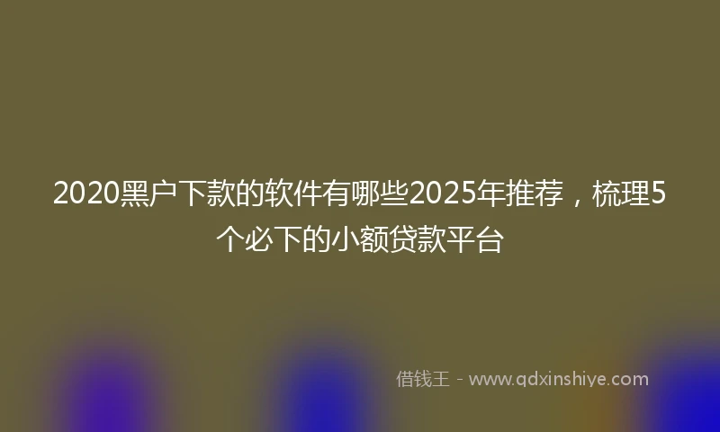 2020黑户下款的软件有哪些2025年推荐，梳理5个必下的小额贷款平台