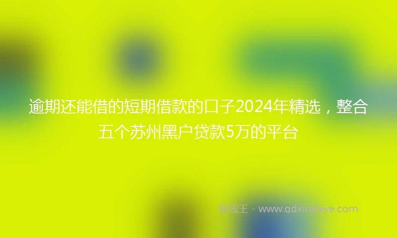逾期还能借的短期借款的口子2024年精选，整合五个苏州黑户贷款5万的平台