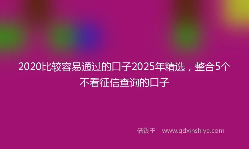 2020比较容易通过的口子2025年精选，整合5个不看征信查询的口子