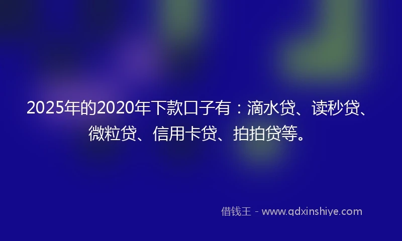 2025年的2020年下款口子有：滴水贷、读秒贷、微粒贷、信用卡贷、拍拍贷等。