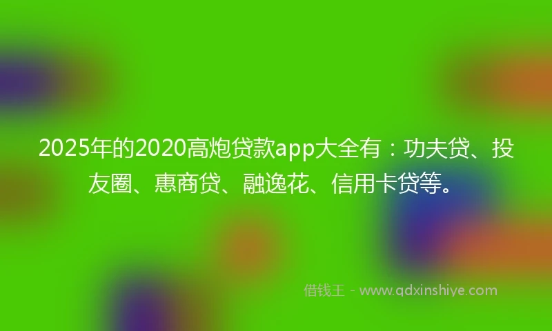 2025年的2020高炮贷款app大全有：功夫贷、投友圈、惠商贷、融逸花、信用卡贷等。