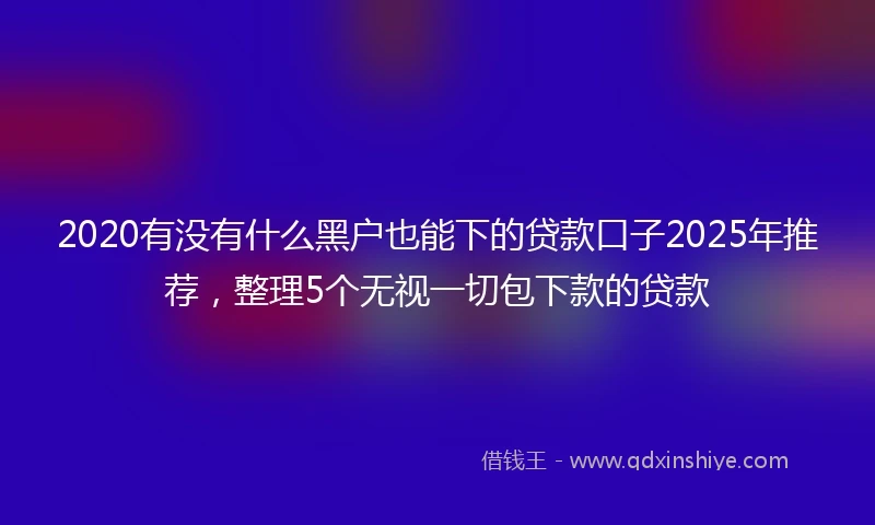 2020有没有什么黑户也能下的贷款口子2025年推荐，整理5个无视一切包下款的贷款