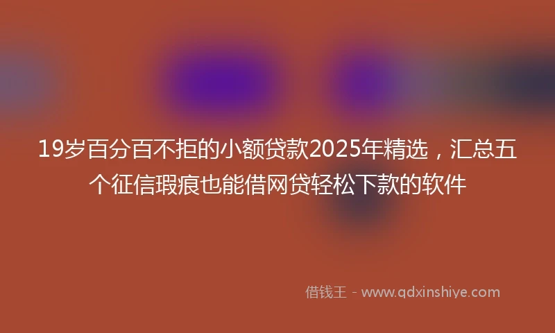 19岁百分百不拒的小额贷款2025年精选，汇总五个征信瑕疵也能借网贷轻松下款的软件