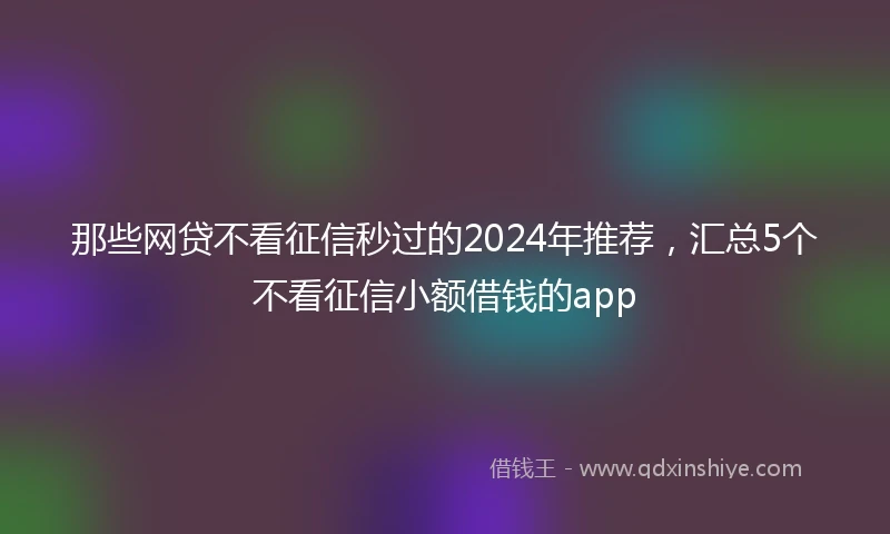那些网贷不看征信秒过的2024年推荐，汇总5个不看征信小额借钱的app