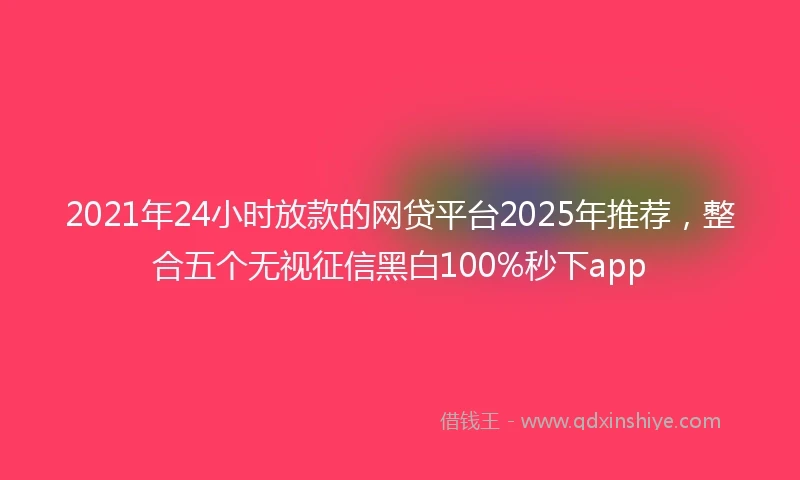 2021年24小时放款的网贷平台2025年推荐，整合五个无视征信黑白100%秒下app