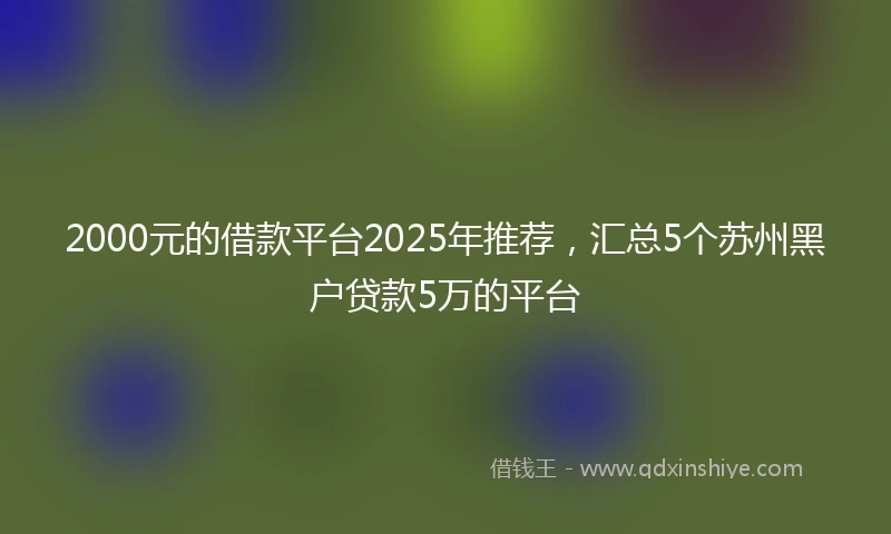 2000元的借款平台2025年推荐，汇总5个苏州黑户贷款5万的平台