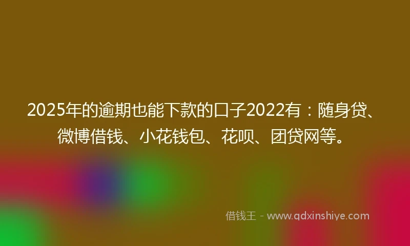 2025年的逾期也能下款的口子2022有：随身贷、微博借钱、小花钱包、花呗、团贷网等。