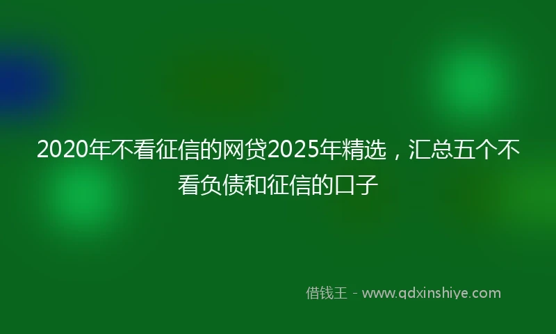 2020年不看征信的网贷2025年精选，汇总五个不看负债和征信的口子