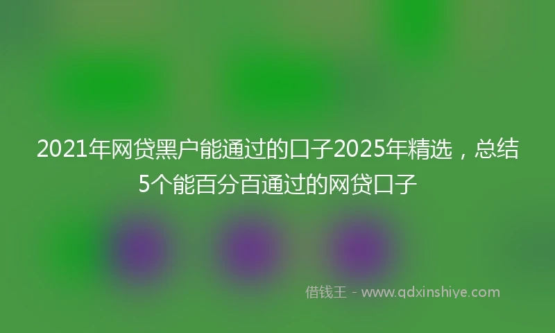 2021年网贷黑户能通过的口子2025年精选，总结5个能百分百通过的网贷口子