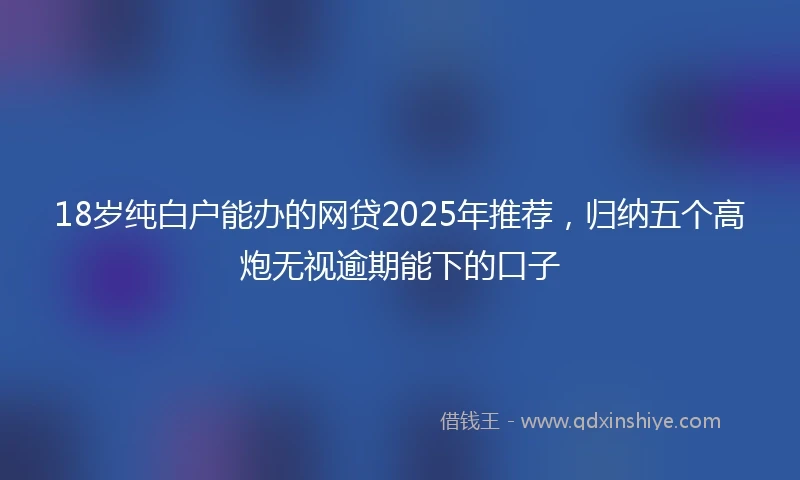 18岁纯白户能办的网贷2025年推荐，归纳五个高炮无视逾期能下的口子