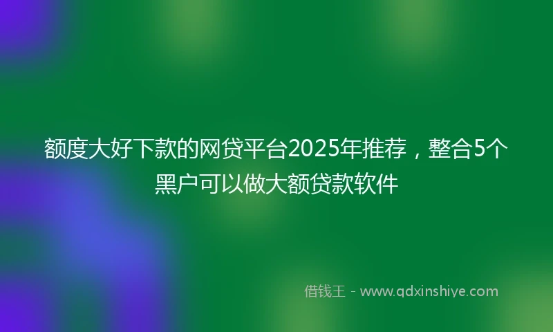 额度大好下款的网贷平台2025年推荐，整合5个黑户可以做大额贷款软件
