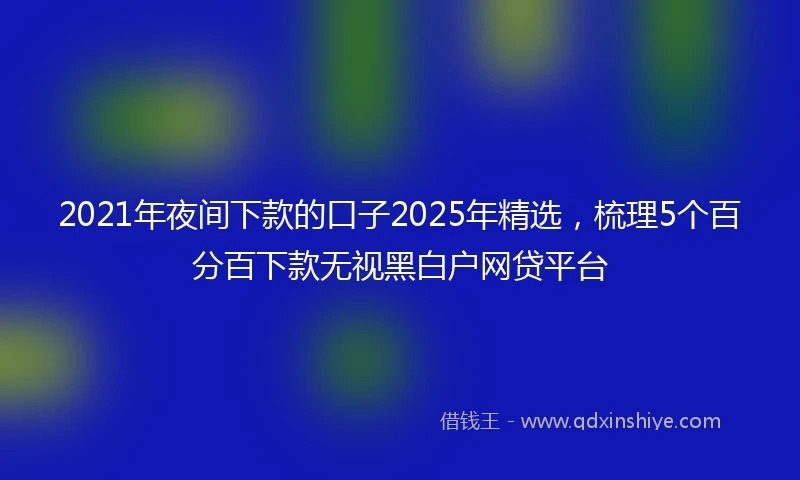 2021年夜间下款的口子2025年精选，梳理5个百分百下款无视黑白户网贷平台