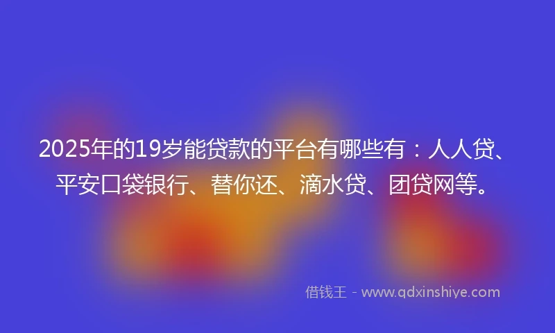 2025年的19岁能贷款的平台有哪些有：人人贷、平安口袋银行、替你还、滴水贷、团贷网等。