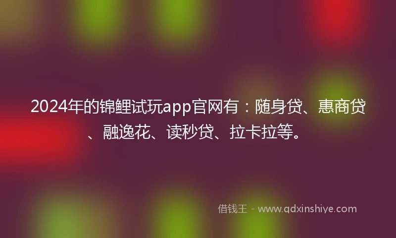 2024年的锦鲤试玩app官网有：随身贷、惠商贷、融逸花、读秒贷、拉卡拉等。