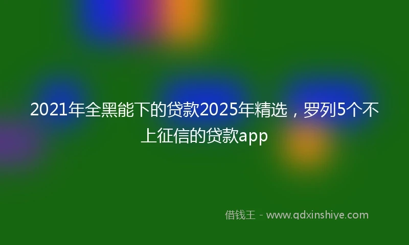 2021年全黑能下的贷款2025年精选，罗列5个不上征信的贷款app