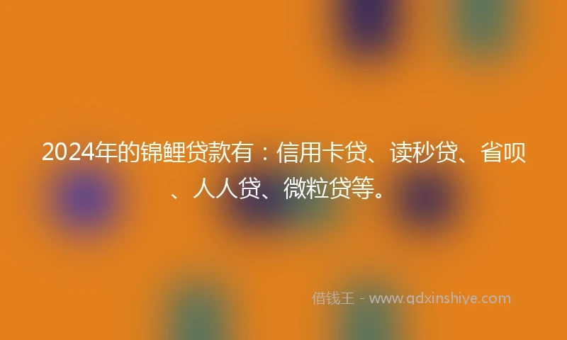 2024年的锦鲤贷款有：信用卡贷、读秒贷、省呗、人人贷、微粒贷等。