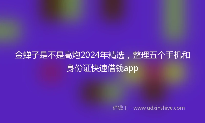 金蝉子是不是高炮2024年精选，整理五个手机和身份证快速借钱app