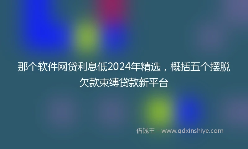 那个软件网贷利息低2024年精选，概括五个摆脱欠款束缚贷款新平台