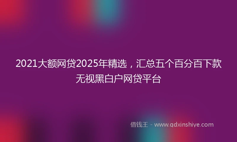 2021大额网贷2025年精选，汇总五个百分百下款无视黑白户网贷平台