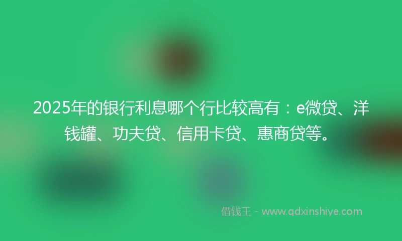 2025年的银行利息哪个行比较高有：e微贷、洋钱罐、功夫贷、信用卡贷、惠商贷等。