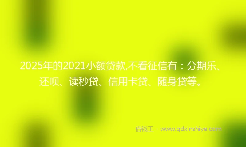 2025年的2021小额贷款,不看征信有：分期乐、还呗、读秒贷、信用卡贷、随身贷等。