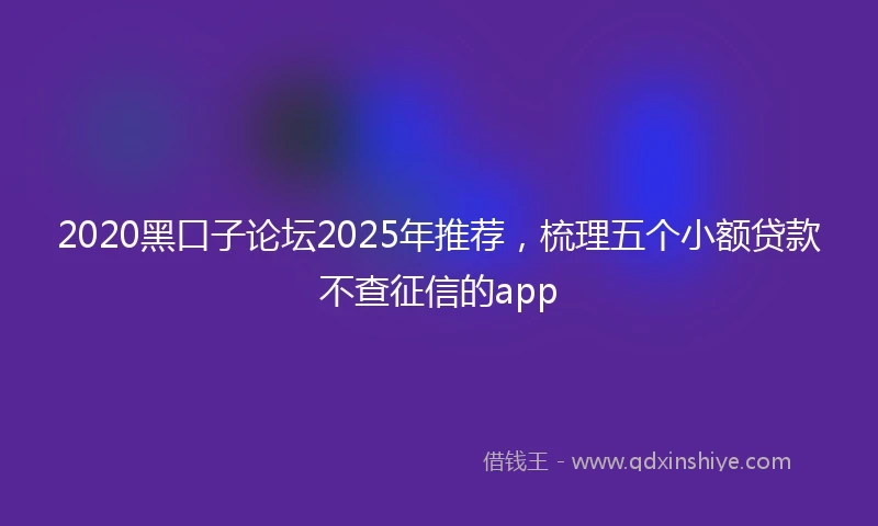 2020黑口子论坛2025年推荐，梳理五个小额贷款不查征信的app