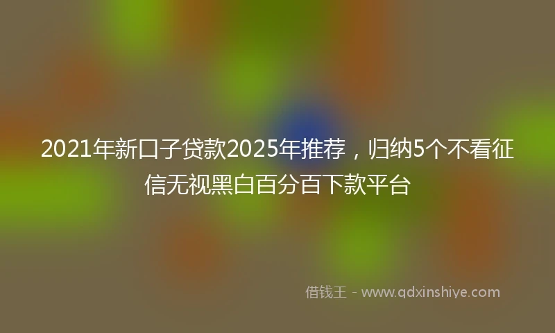 2021年新口子贷款2025年推荐，归纳5个不看征信无视黑白百分百下款平台