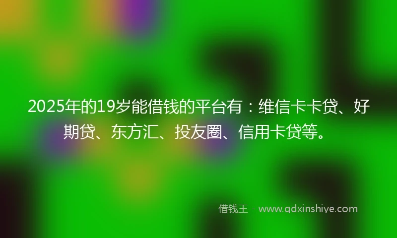 2025年的19岁能借钱的平台有：维信卡卡贷、好期贷、东方汇、投友圈、信用卡贷等。