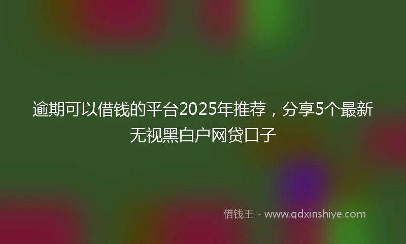 逾期可以借钱的平台2025年推荐，分享5个最新无视黑白户网贷口子